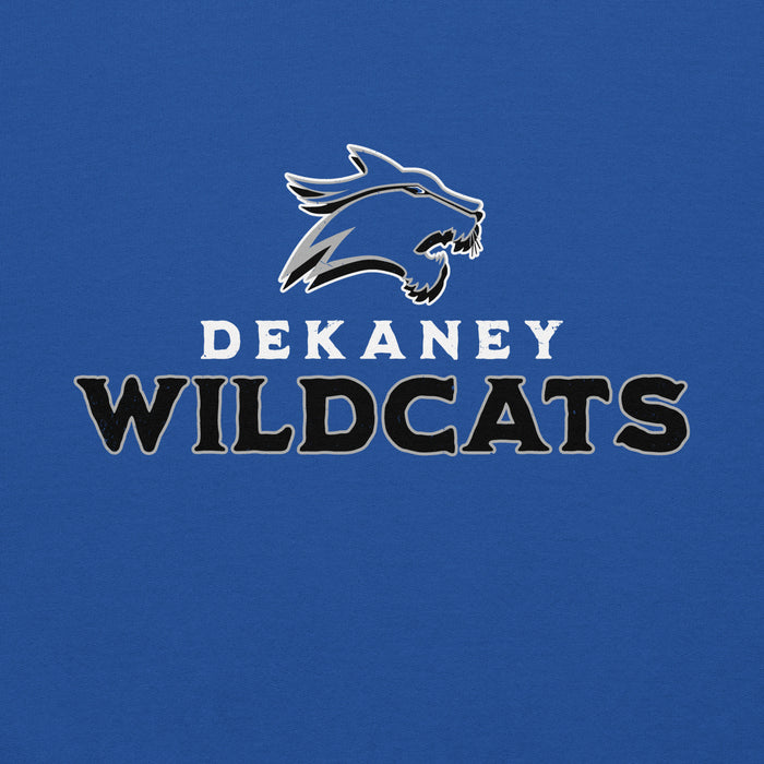 Close-up view of Dekaney High School Wildcats Royal Blue Classic Unisex Hoodie 233