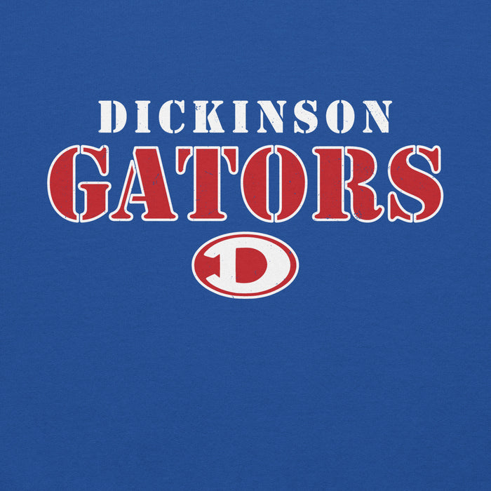 Close-up view of Dickinson High School Gators Royal Blue Classic Unisex Hoodie 017