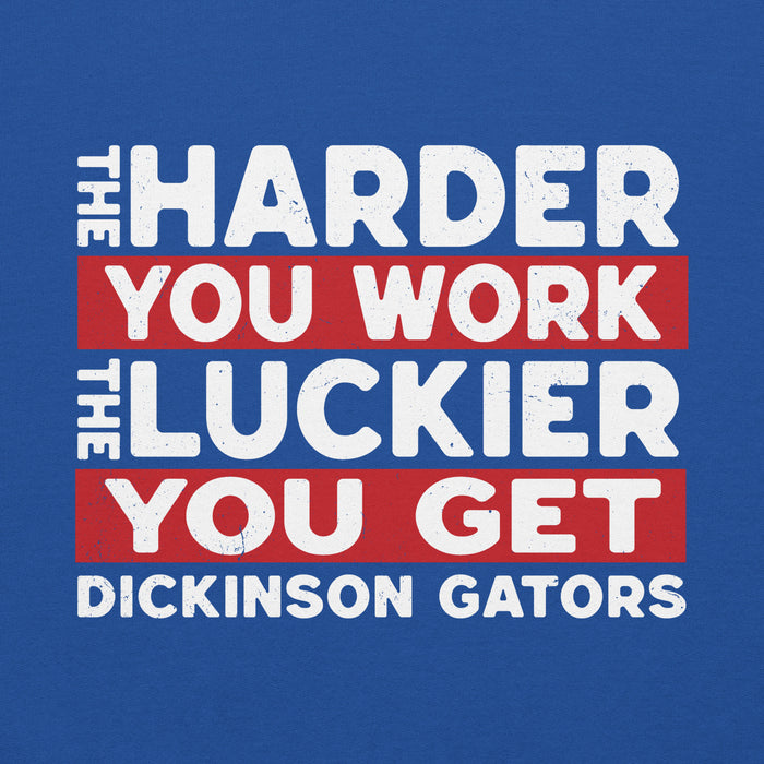 Close-up view of Dickinson High School Gators Royal Blue Classic Unisex Hoodie 238