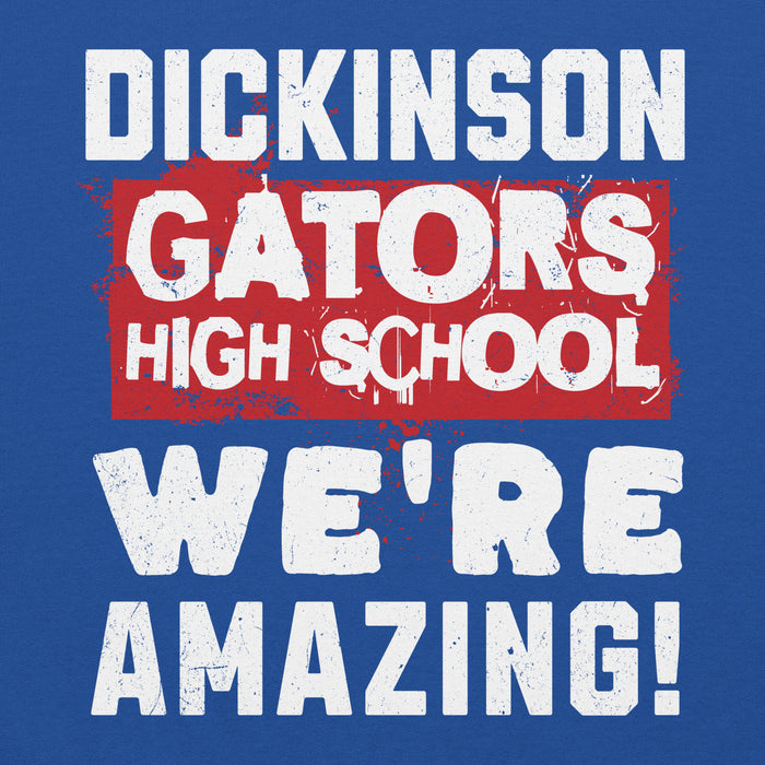 Close-up view of Dickinson High School Gators Royal Blue Classic Unisex Hoodie 231