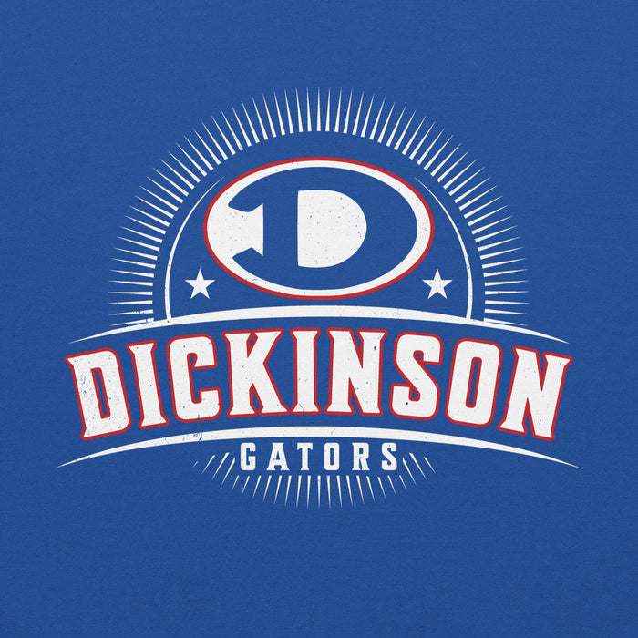 Close-up view of Dickinson High School Gators Royal Blue Classic Unisex Hoodie 221