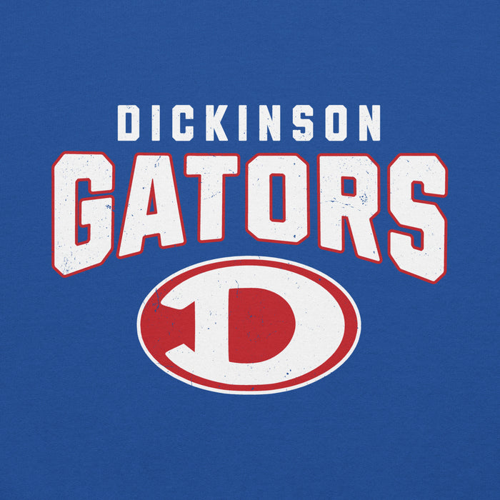 Close-up view of Dickinson High School Gators Royal Blue Classic Unisex Hoodie 234