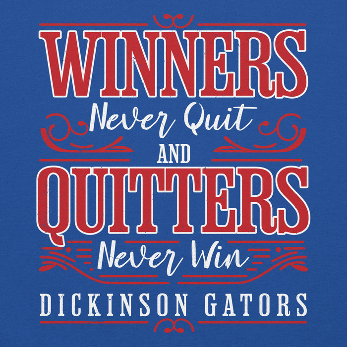 Close-up view of Dickinson High School Gators Royal Blue Classic Unisex Hoodie 237