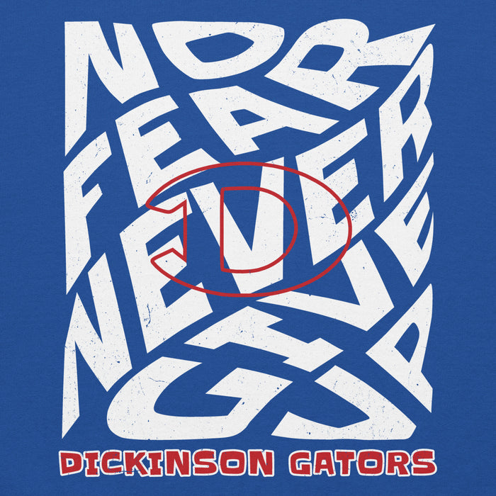 Close-up view of Dickinson High School Gators Royal Blue Classic Unisex Hoodie 236