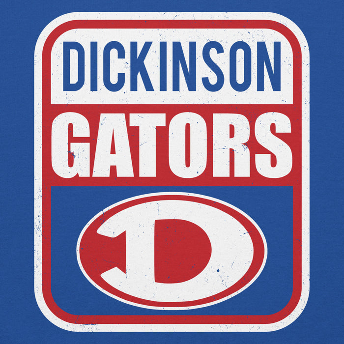 Close-up view of Dickinson High School Gators Royal Blue Classic Unisex Hoodie 001