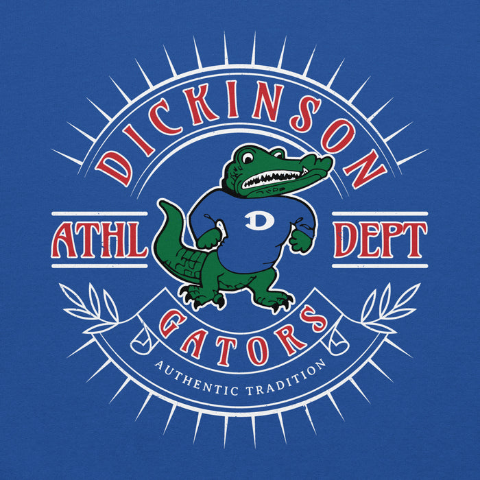 Close-up view of Dickinson High School Gators Royal Blue Classic Unisex Hoodie 201