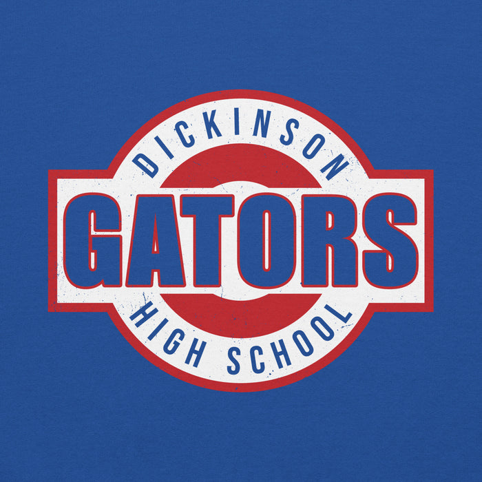 Close-up view of Dickinson High School Gators Royal Blue Classic Unisex Hoodie 011
