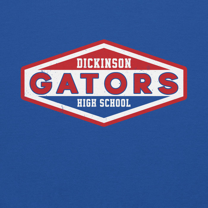 Close-up view of Dickinson High School Gators Royal Blue Classic Unisex Hoodie 009
