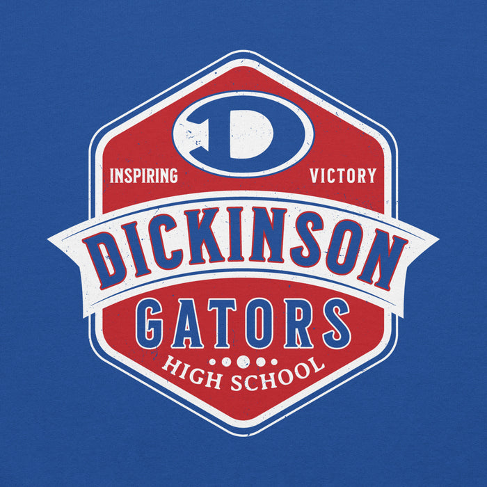 Close-up view of Dickinson High School Gators Royal Blue Classic Unisex Hoodie 209