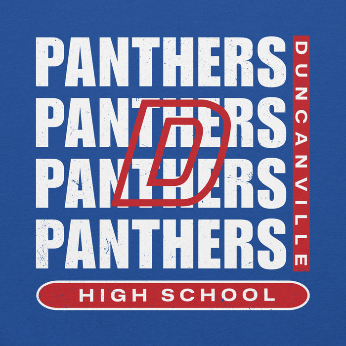 Close-up view of Duncanville High School Panthers Royal Blue Classic Unisex Hoodie 235
