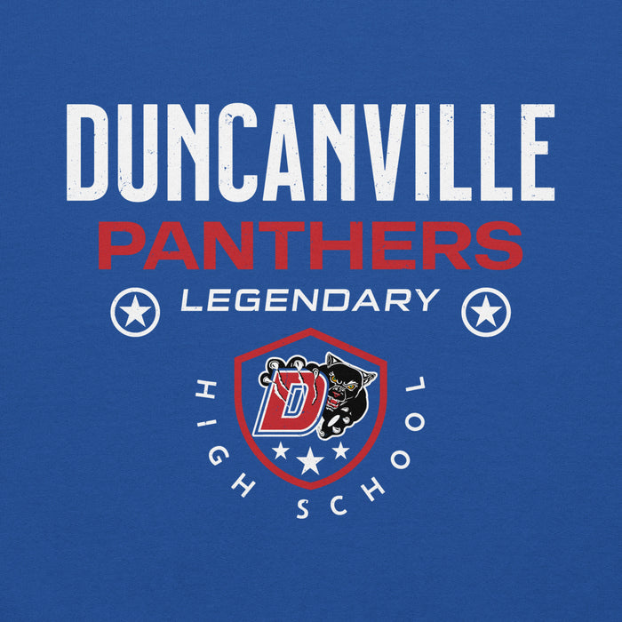 Close-up view of Duncanville High School Panthers Royal Blue Classic Unisex Hoodie 003