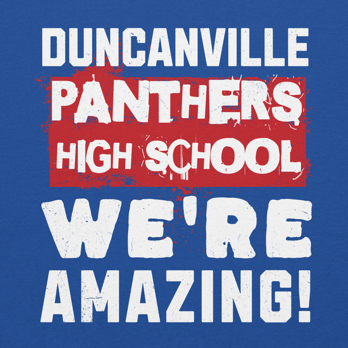 Close-up view of Duncanville High School Panthers Royal Blue Classic Unisex Hoodie 231