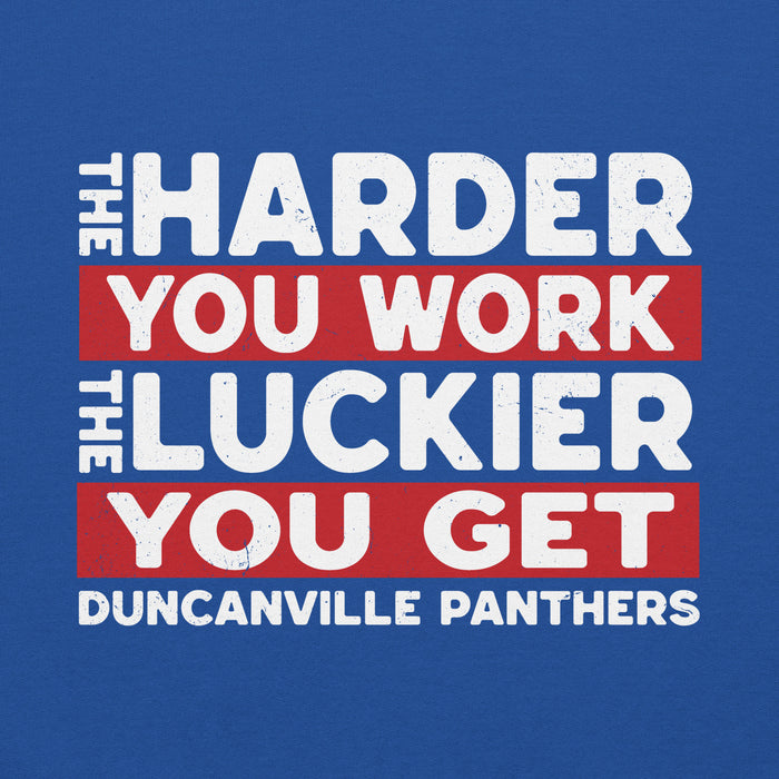 Close-up view of Duncanville High School Panthers Royal Blue Classic Unisex Hoodie 238