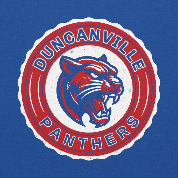 Close-up view of Duncanville High School Panthers Royal Blue Classic Unisex Hoodie 216