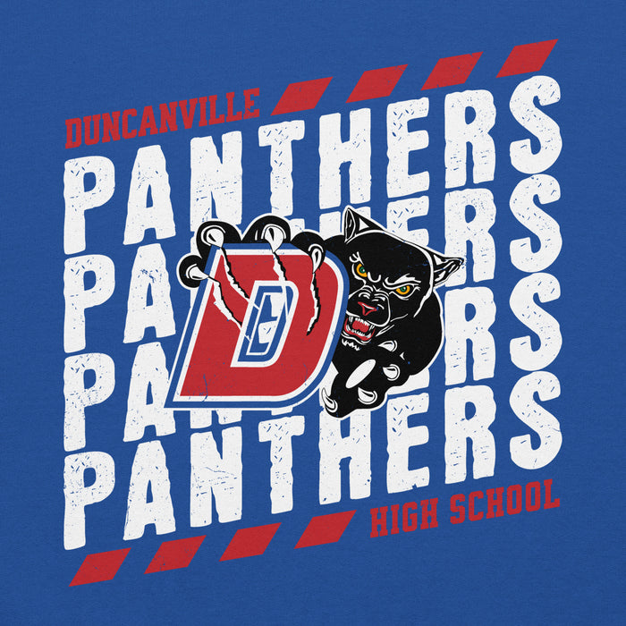 Close-up view of Duncanville High School Panthers Royal Blue Classic Unisex Hoodie 223