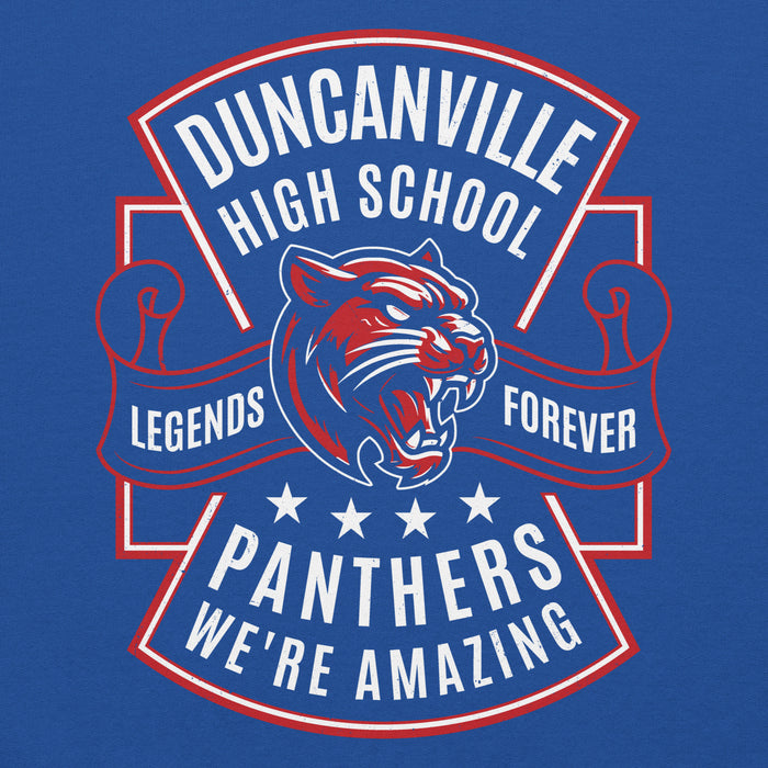 Close-up view of Duncanville High School Panthers Royal Blue Classic Unisex Hoodie 207
