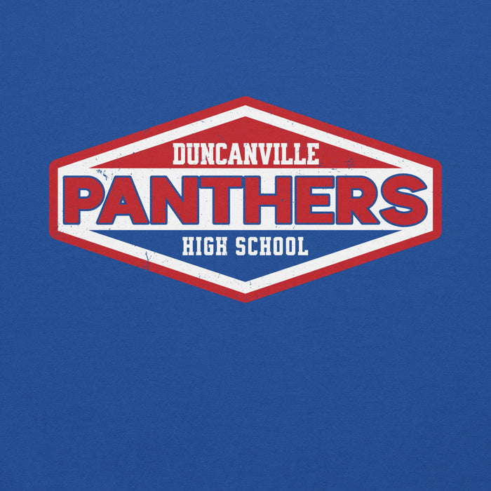 Close-up view of Duncanville High School Panthers Royal Blue Classic Unisex Hoodie 009