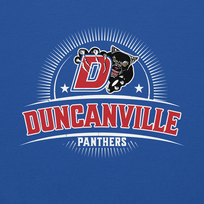 Close-up view of Duncanville High School Panthers Royal Blue Classic Unisex Hoodie 221