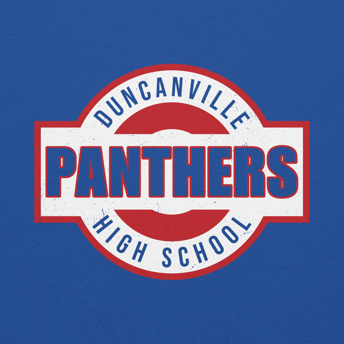 Close-up view of Duncanville High School Panthers Royal Blue Classic Unisex Hoodie 011