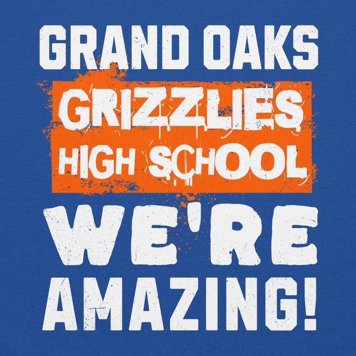 Close-up view of Grand Oaks High School Grizzlies Royal Blue Classic Unisex Hoodie 231