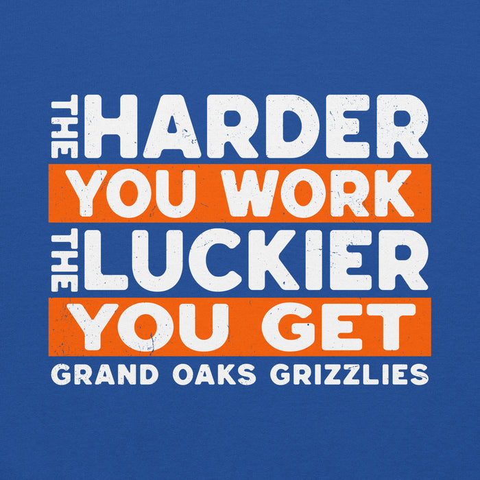 Close-up view of Grand Oaks High School Grizzlies Royal Blue Classic Unisex Hoodie 238