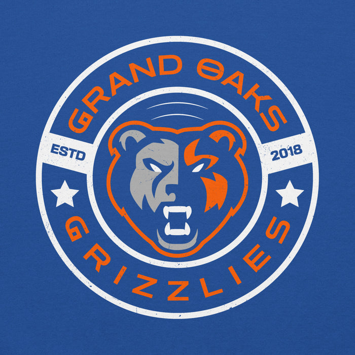 Close-up view of Grand Oaks High School Grizzlies Royal Blue Classic Unisex Hoodie 239
