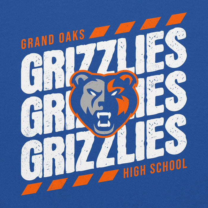 Close-up view of Grand Oaks High School Grizzlies Royal Blue Classic Unisex Hoodie 223
