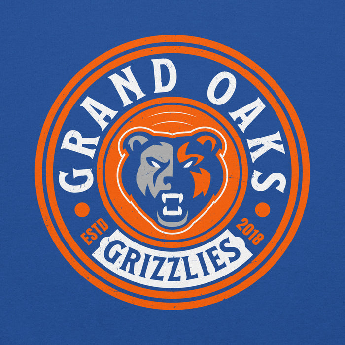 Close-up view of Grand Oaks High School Grizzlies Royal Blue Classic Unisex Hoodie 220