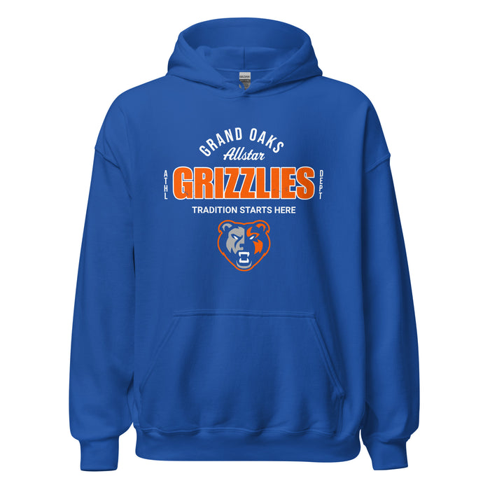 Grand Oaks High School Grizzlies Royal Blue Classic Unisex Hoodie 040