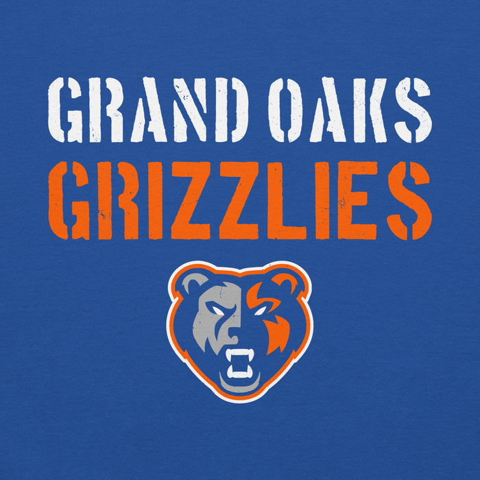 Close-up view of Grand Oaks High School Grizzlies Royal Blue Classic Unisex Hoodie 017