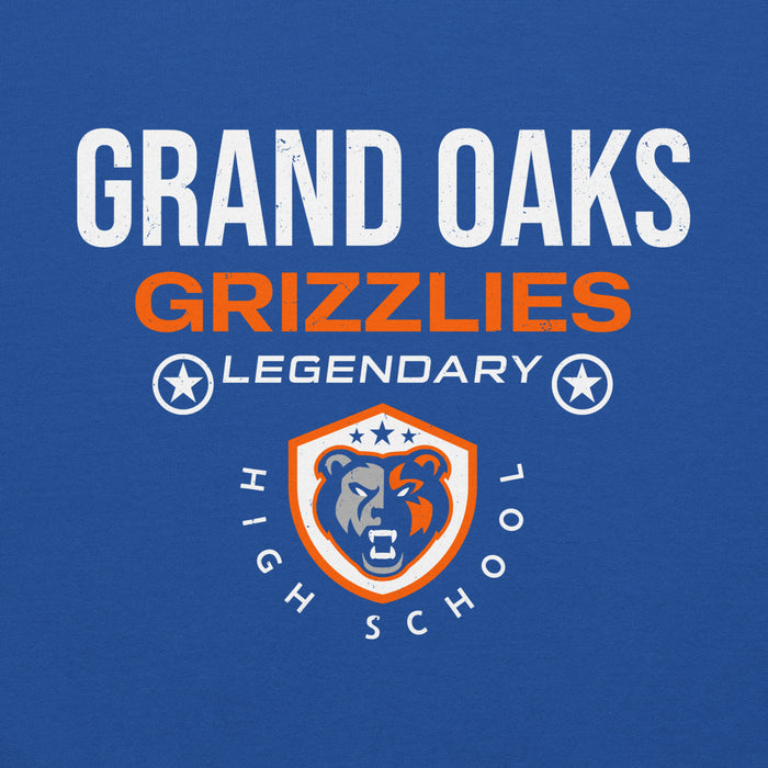 Close-up view of Grand Oaks High School Grizzlies Royal Blue Classic Unisex Hoodie 003