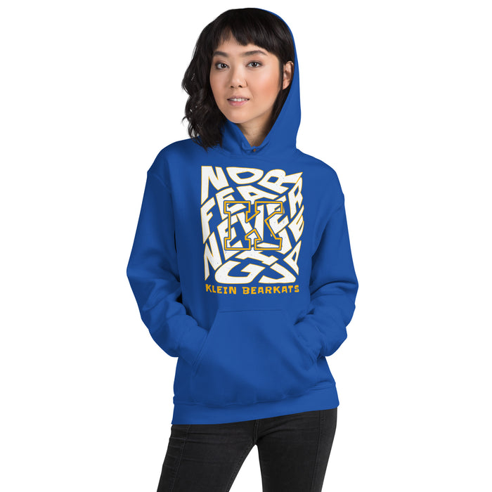 Woman wearing Klein High School Bearkats Royal Blue Classic Unisex Hoodie 236