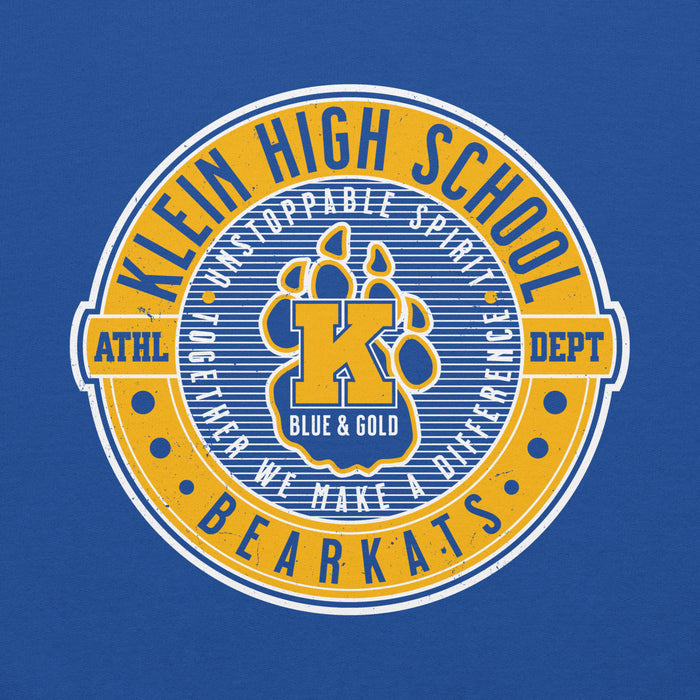 Close-up view of Klein High School Bearkats Royal Blue Classic Unisex Hoodie 224