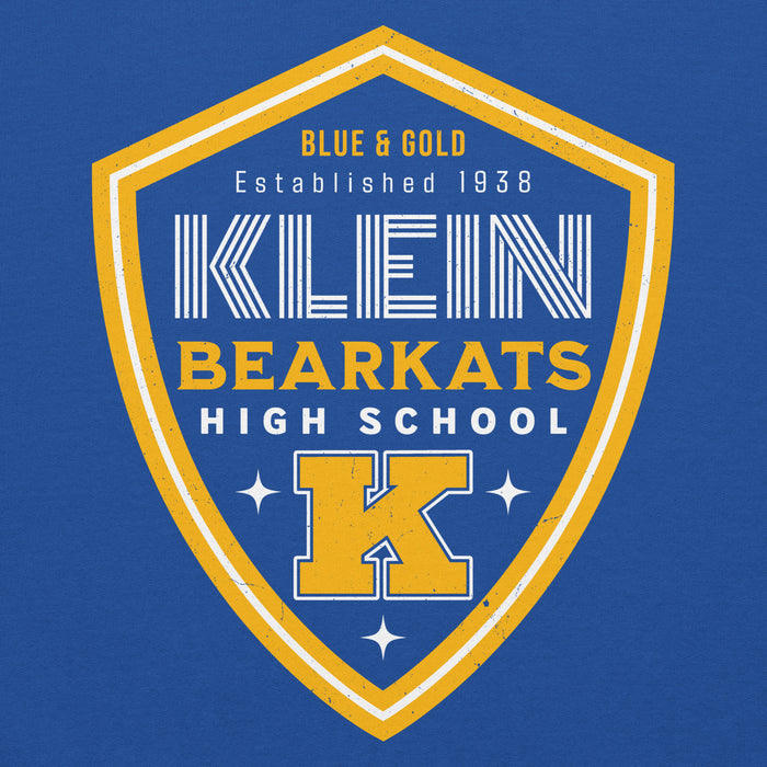 Close-up view of Klein High School Bearkats Royal Blue Classic Unisex Hoodie 225