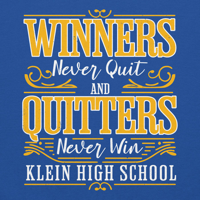 Close-up view of Klein High School Bearkats Royal Blue Classic Unisex Hoodie 237