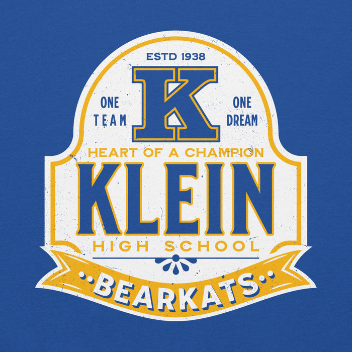 Close-up view of Klein High School Bearkats Royal Blue Classic Unisex Hoodie 219