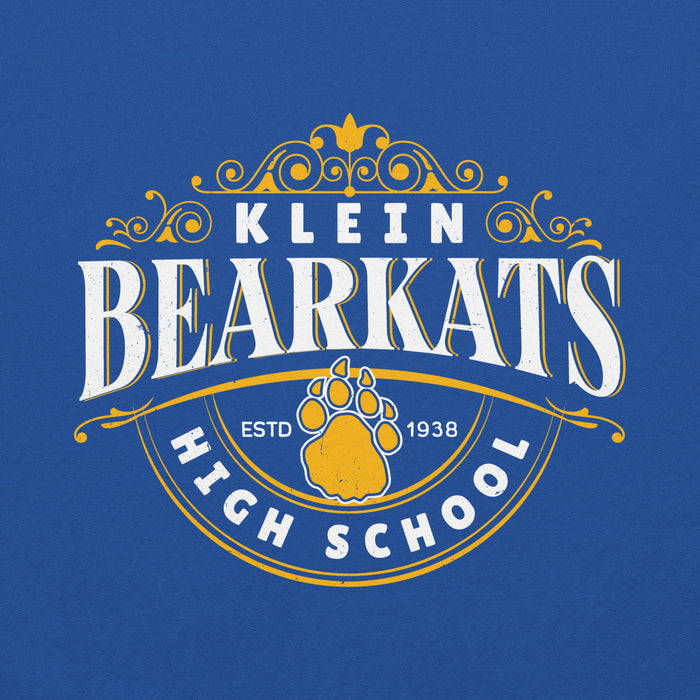 Close-up view of Klein High School Bearkats Royal Blue Classic Unisex Hoodie 211