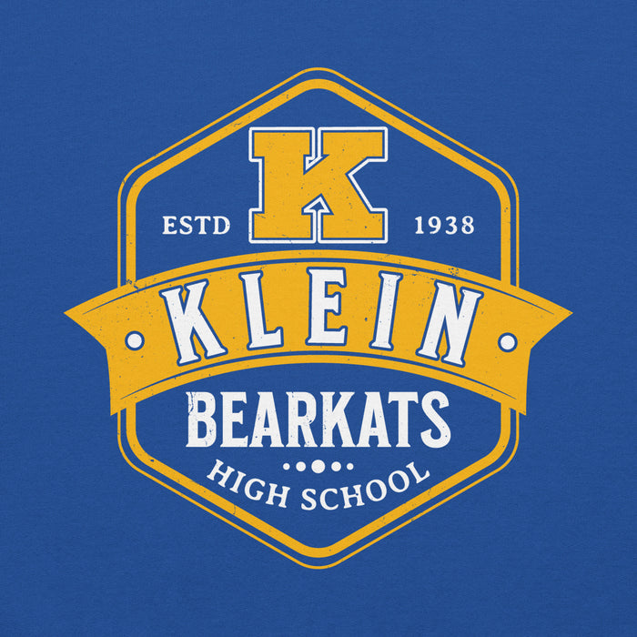 Close-up view of Klein High School Bearkats Royal Blue Classic Unisex Hoodie 209