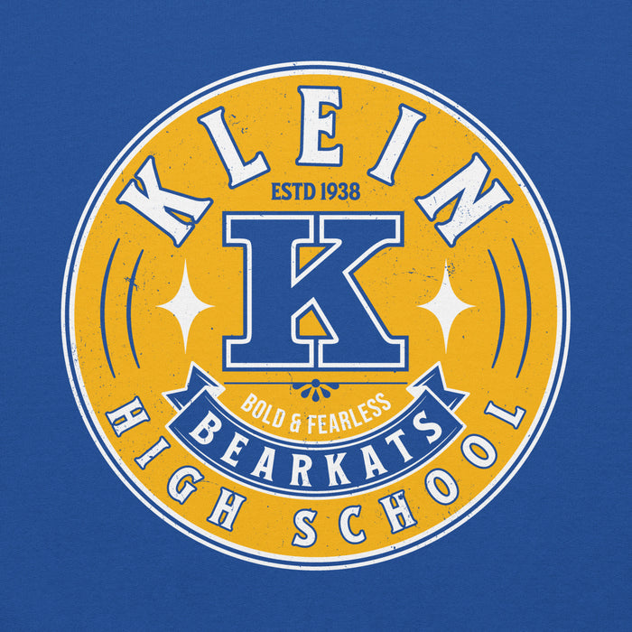 Close-up view of Klein High School Bearkats Royal Blue Classic Unisex Hoodie 215