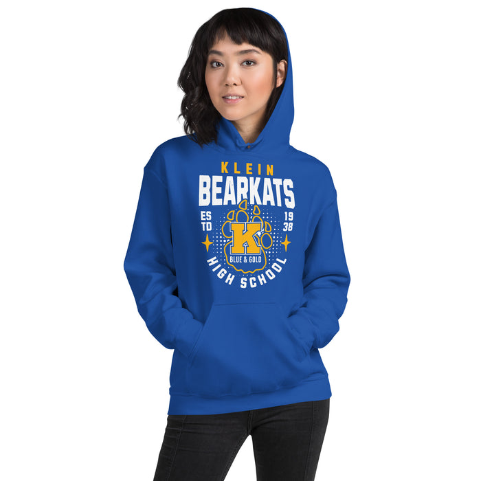 Woman wearing Klein High School Bearkats Royal Blue Classic Unisex Hoodie 204
