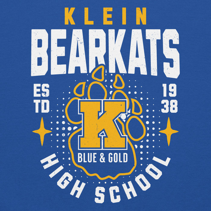 Close-up view of Klein High School Bearkats Royal Blue Classic Unisex Hoodie 204