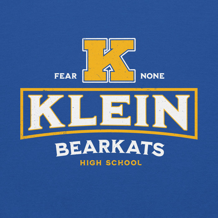 Close-up view of Klein High School Bearkats Royal Blue Classic Unisex Hoodie 202