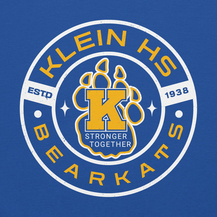 Close-up view of Klein High School Bearkats Royal Blue Classic Unisex Hoodie 239