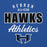 Close-up view of Hebron High School Hawks Royal Blue Classic Unisex Hoodie 034