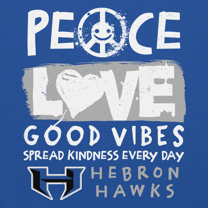 Close-up view of Hebron High School Hawks Royal Blue Classic Unisex Hoodie 240