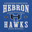 Close-up view of Hebron High School Hawks Royal Blue Classic Unisex Hoodie 230