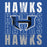 Close-up view of Hebron High School Hawks Royal Blue Classic Unisex Hoodie 233
