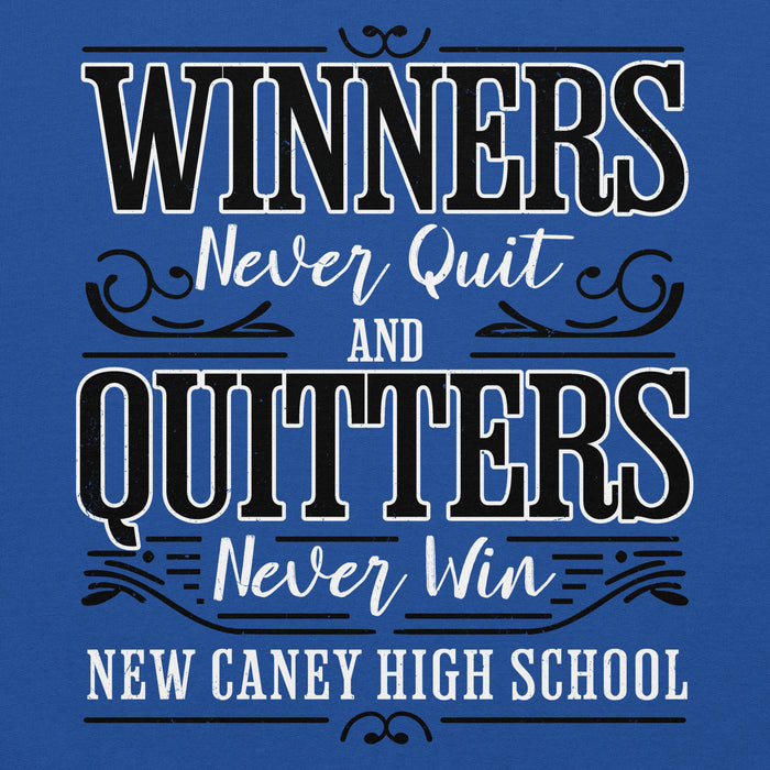 Close-up view of New Caney High School Eagles Royal Blue Classic Unisex Hoodie 237