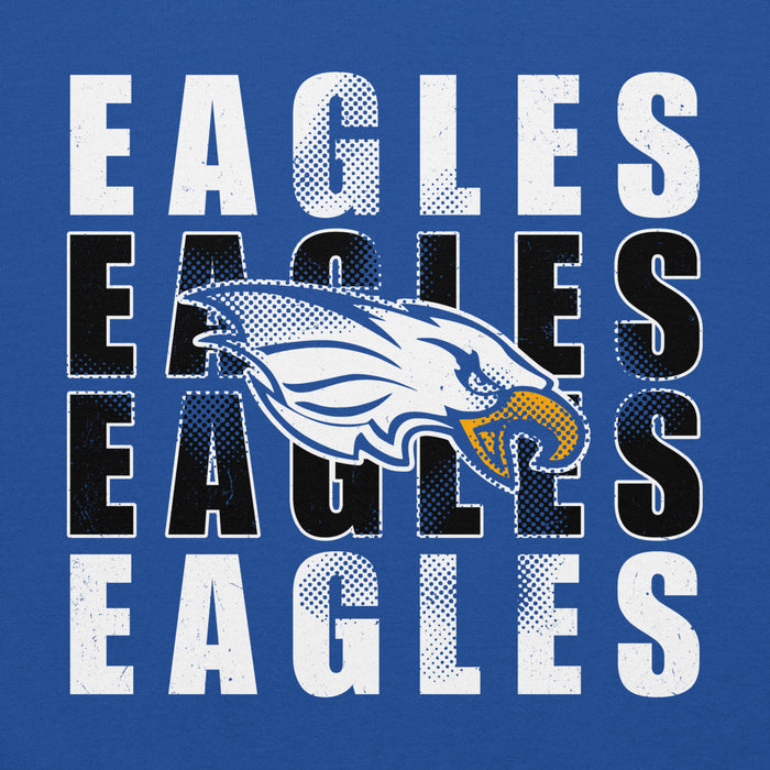 Close-up view of New Caney High School Eagles Royal Blue Classic Unisex Hoodie 233