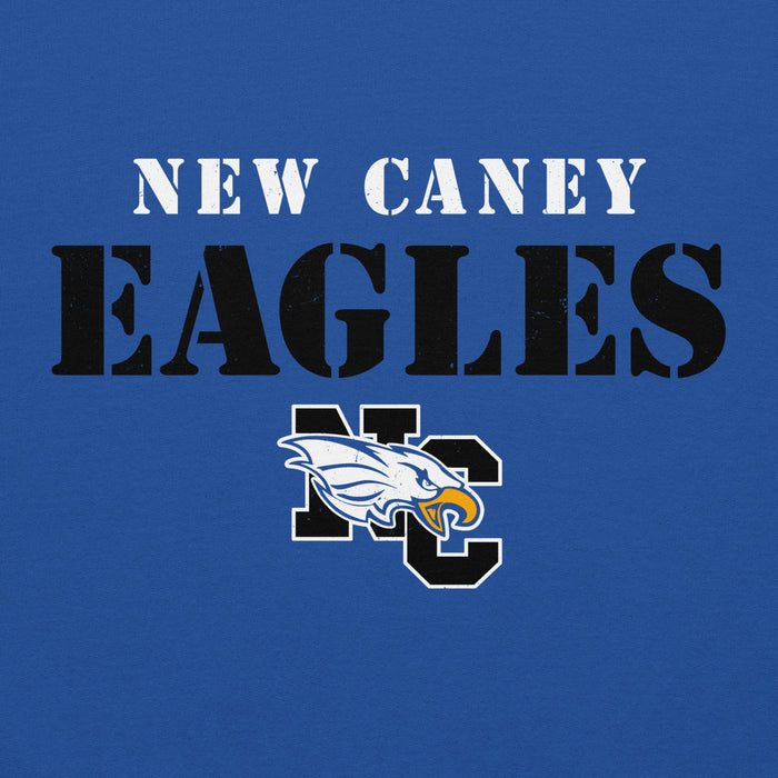 Close-up view of New Caney High School Eagles Royal Blue Classic Unisex Hoodie 017